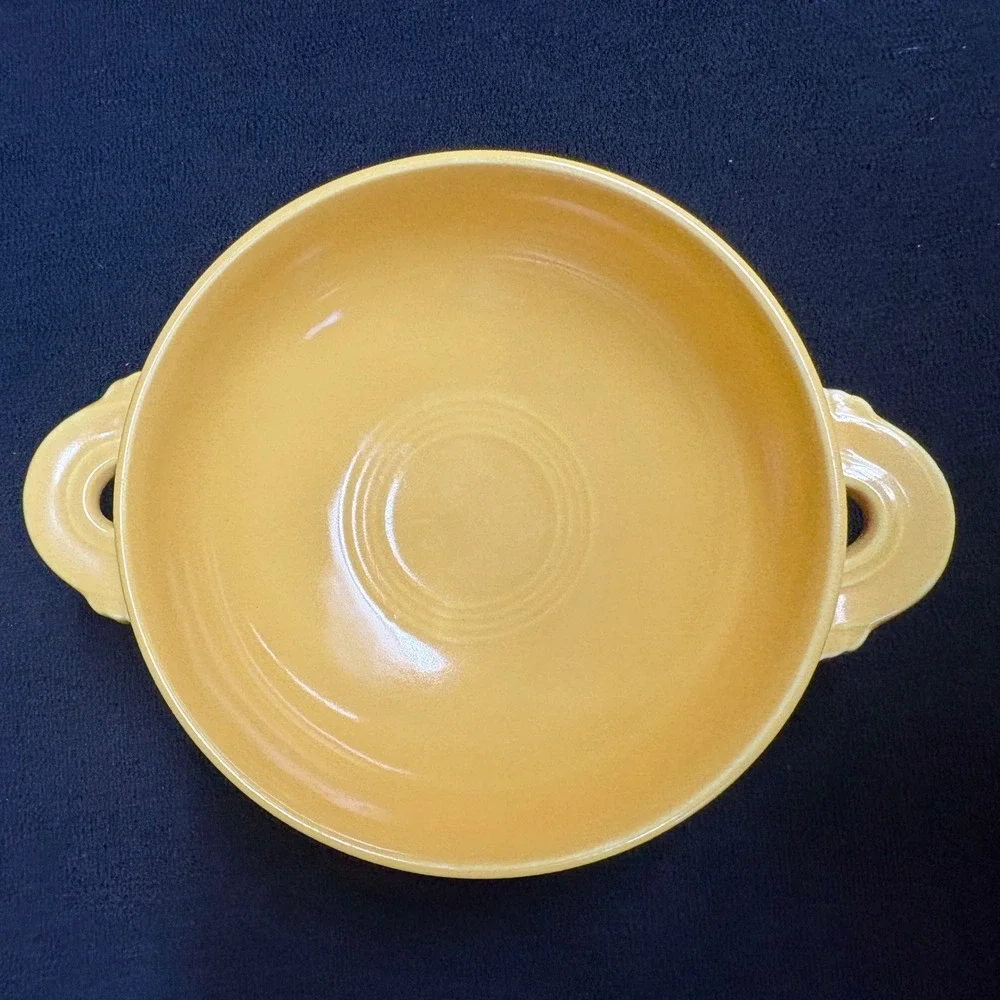 Fiesta Cream Soup Cups / Bowls‎ (2) Yellow w/ Lug Handles 6 5/8
